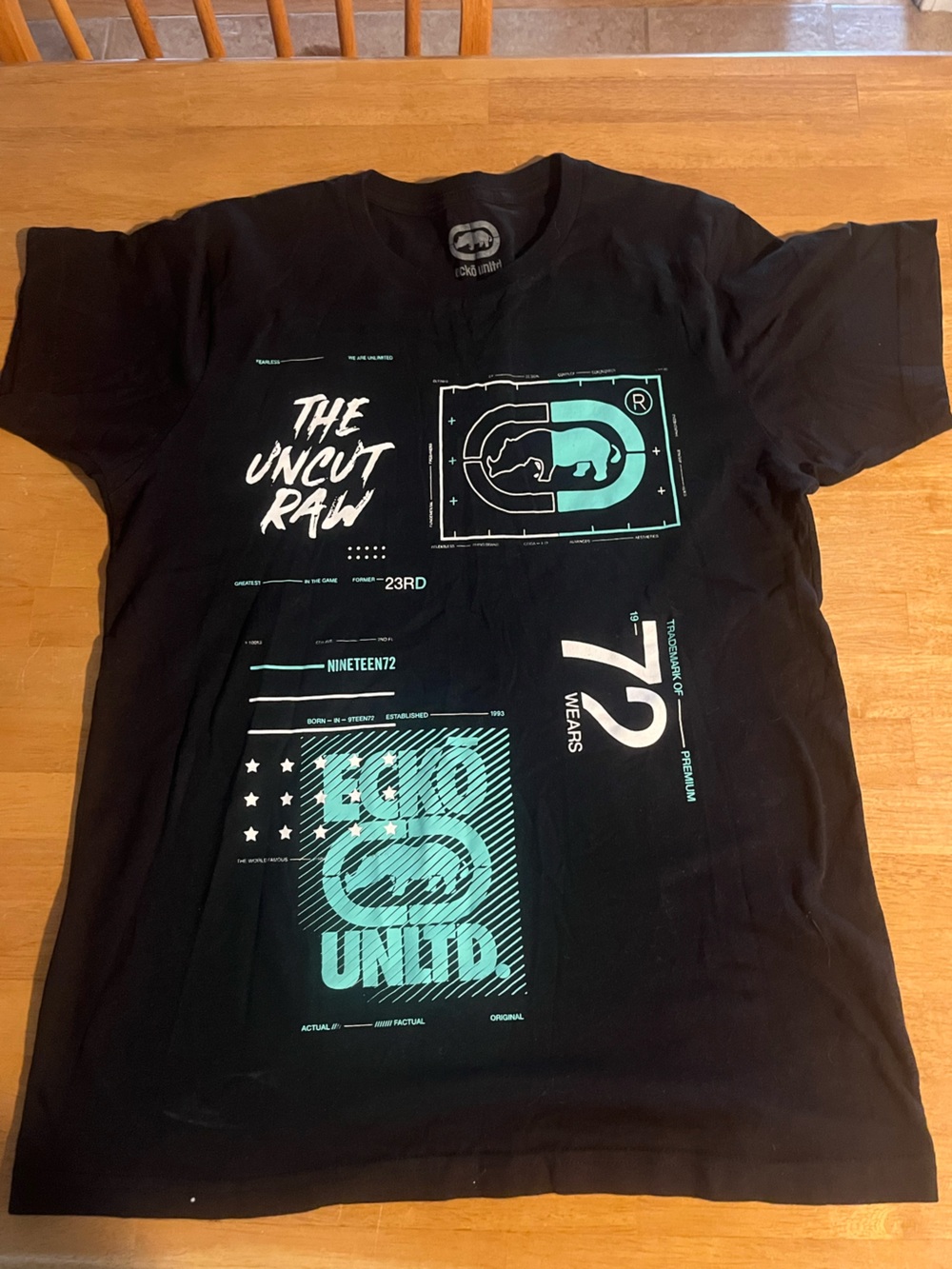 Ecko Unlimited Black Tee with Teal Graphic